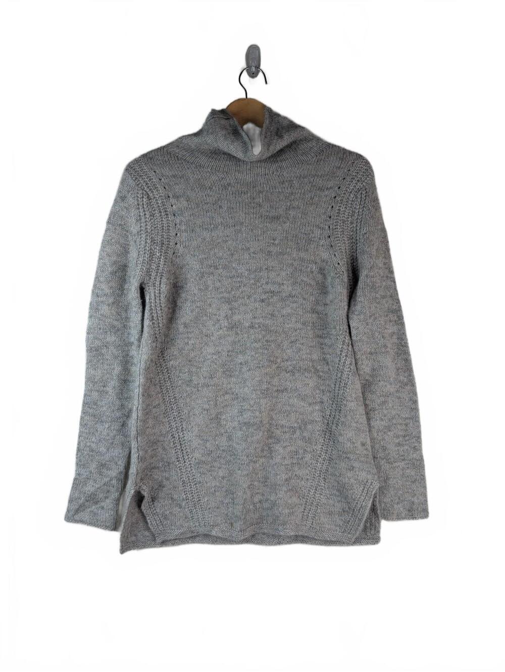 White + Warren Reclaimed Cashmere Mock Neck Turtleneck Sweater XS Gray